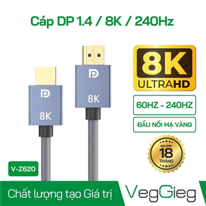 Cáp DisplayPort 1.4 8K VEGGIEG V-Z602 1.5m Box