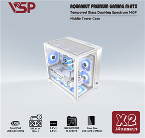 Case VSP x2 Aquanaut Pro Gaming (Trắng)
